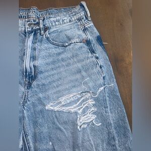 American Eagle High-Rise Baggy Wide Leg Jean w Floral Pattern Pocket Size 6SHORT